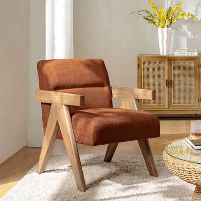 Donohoe Mid-Century Modern Accent Chair With Curved Wood Arms