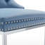 Tabouret de bar bleu de 26 po à hauteur de comptoir, velours moderne avec dossier à boutons et garniture de rivets, base stable en métal chromé pour la cuisine et la salle à manger, 2 pièces-518910829
