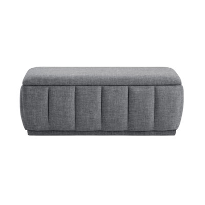 Modern Gray Storage Bench Cushion Seat 1Pc Plywood Frame Fabric Upholstery Home Furniture