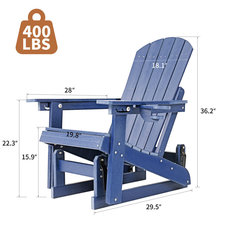 Fauteuil oscillant d'extérieur avec dossier réglable à 3 positions Hdpe (paquet de 1), Bleu