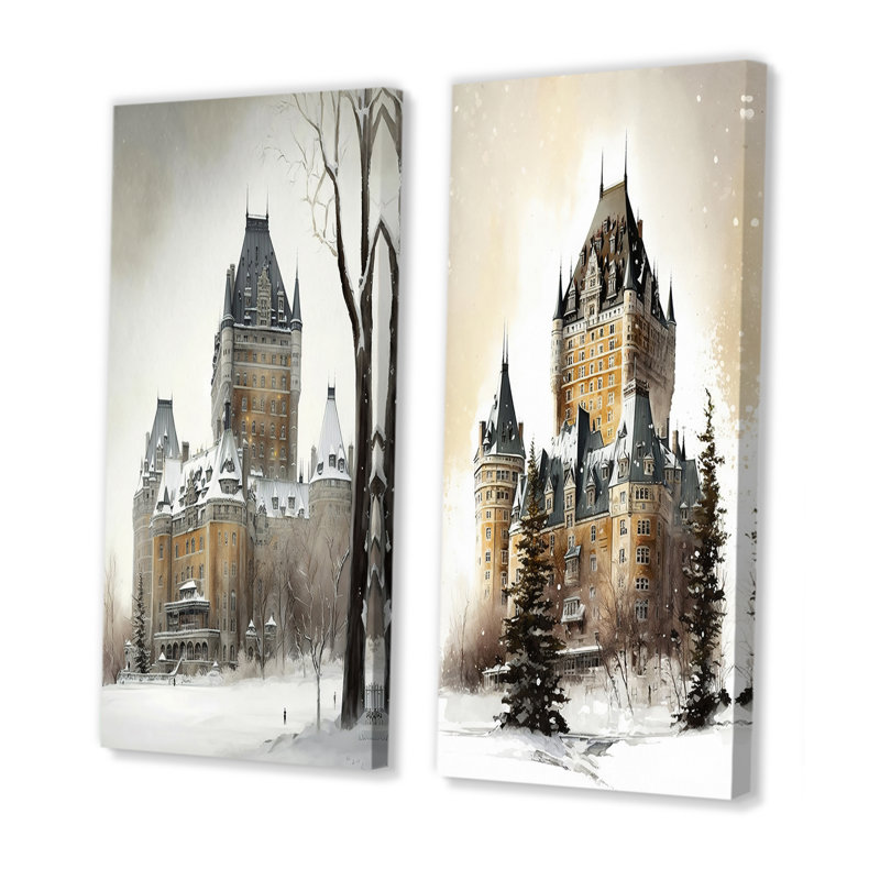 «Winter Season Chateau Frontenac», 2 pièces, H 40 po x l 40 po, Toile tendue