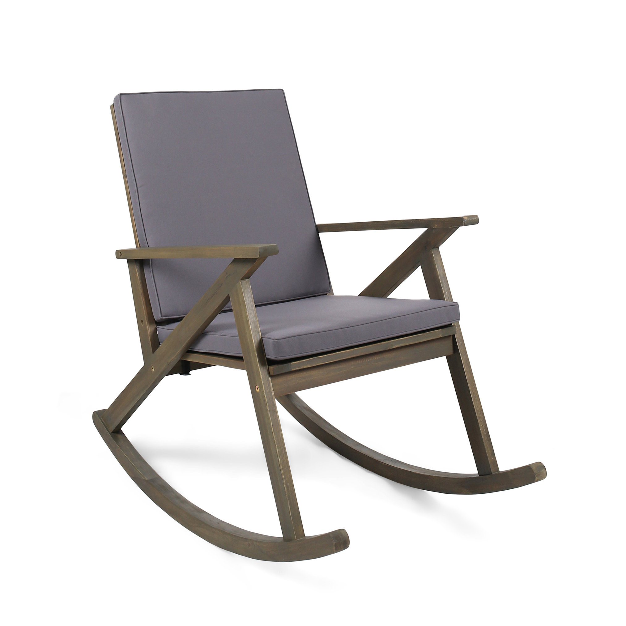 Gracie Oaks Gus Rocking Chair With Durable Acacia Wood, Safe Swing ...