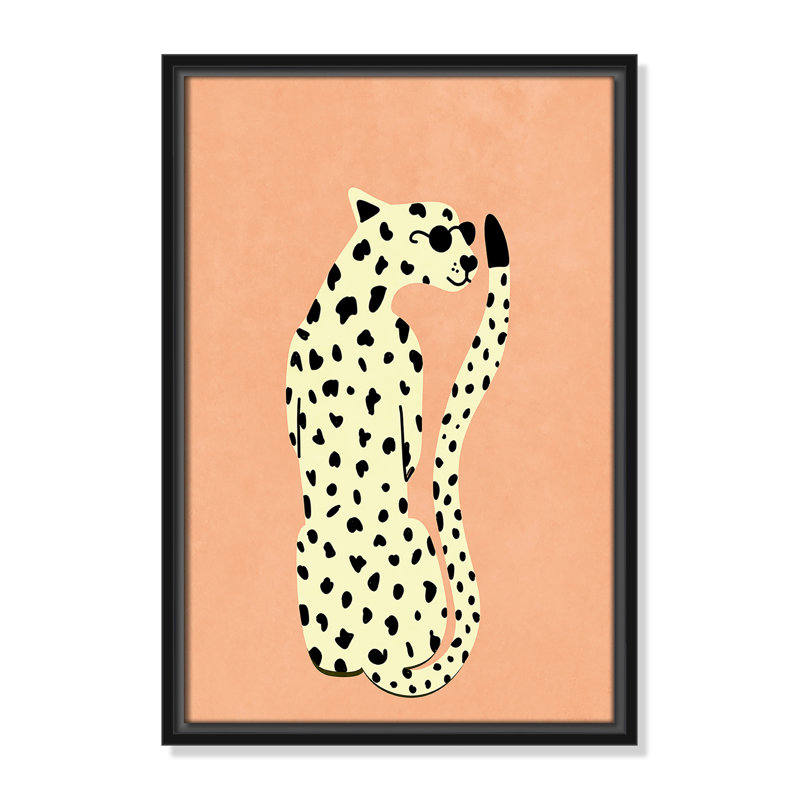 Motif de guépard «Cool» par Oltmanns, L 13,5 po x H 19,5 po, Framed Canvas, Black Floater