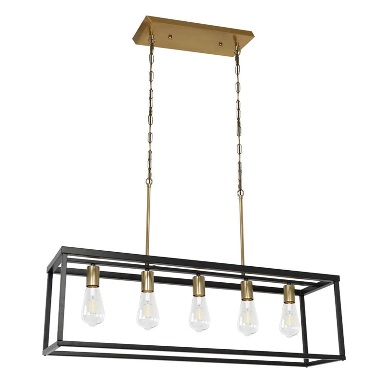 Lustre carré / rectangulaire à 5 lumières pour îlot de cuisine Liler