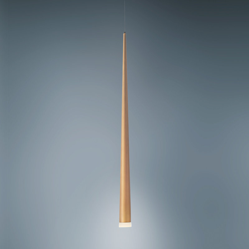 Cascade 1 - Light LED Pendant, 19" H x 1.5" W x 1.5" D, Aged Brass