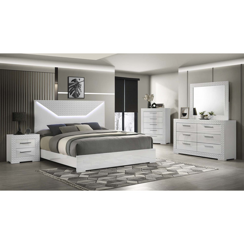 Ensemble de chambre à coucher 5 pièces avec tête de lit à DEL