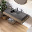 Lavabo de salle de bain mural rectangulaire en pierre de 47 po en gris avec lavabo pour salle de bain moderne avec trou pour robinet-99363783