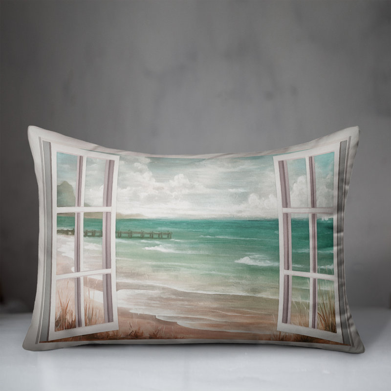Outdoor Reversible Throw Pillow, White