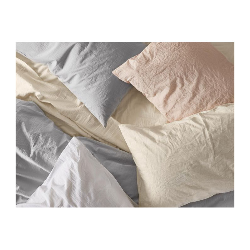 Organic Crinkled Percale Sheet Set, Undyed, Twin Sheet Set with 1 Pillowcase
