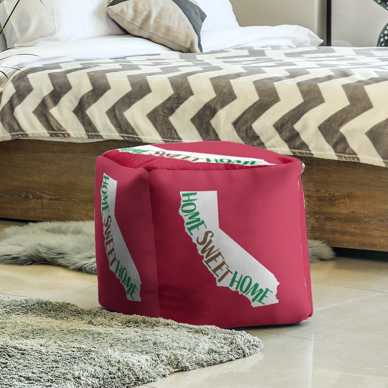 Repose-pieds cube en californie, home, Rouge / Blanc