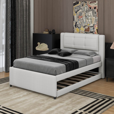 Lit plateforme double avec lit gigogne