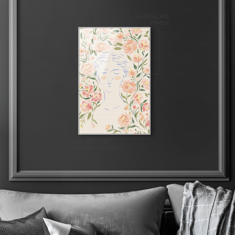 Artemis And Flowers Print by Oliver Gal, 55"H x 37"W, White Floater Frame