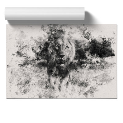 Lion Watercolour - Frameless Print