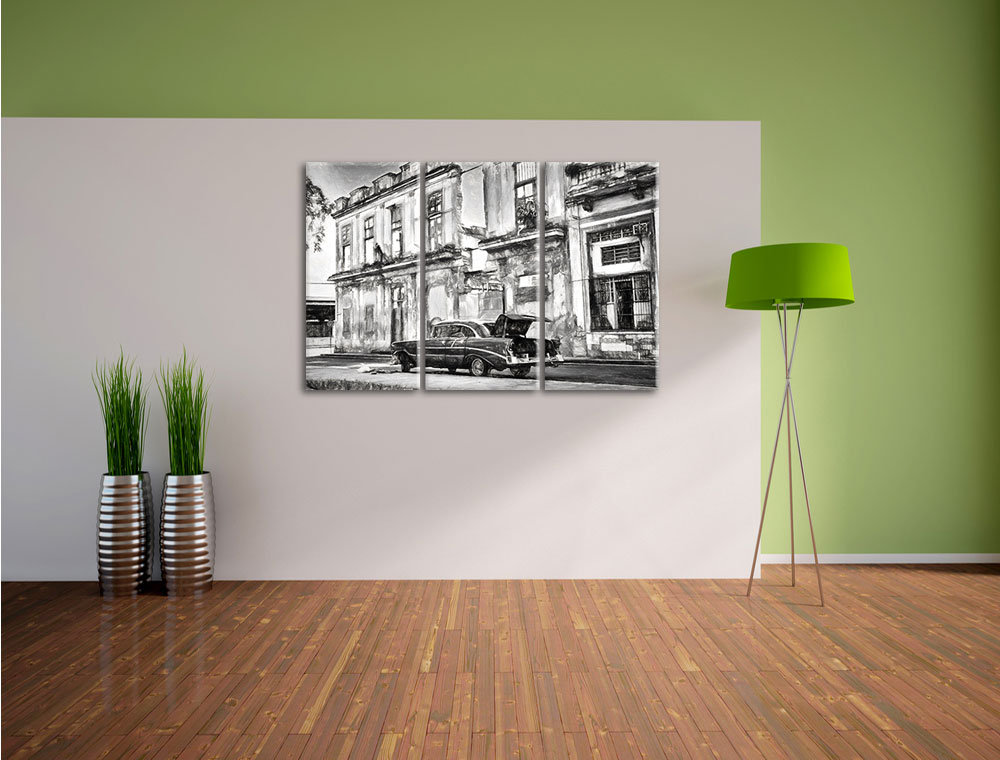 3-tlg. Leinwandbild-Set „Die Straßen Havannas“, Kunstdruck