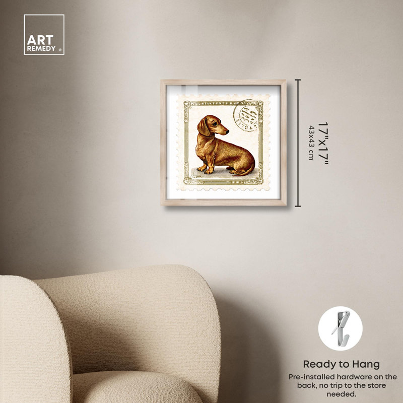«Urban Pup Shadowbox Print» par Art Remedy, H 17 po x l 17 po, Crème, crème