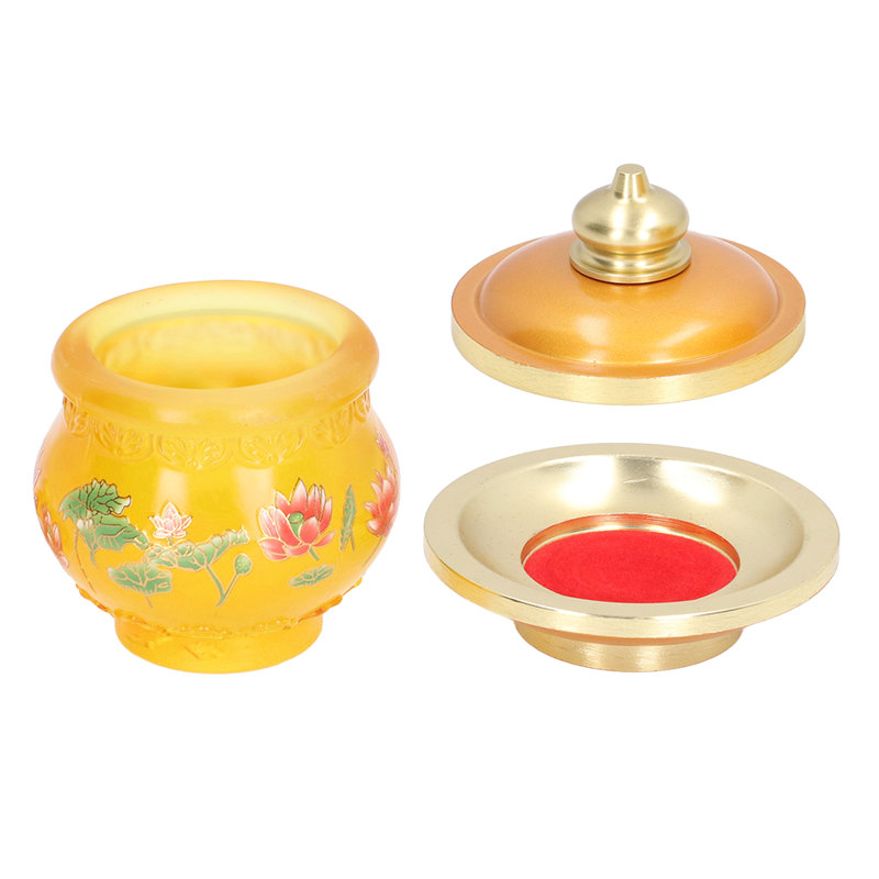Bouddhisme, tasse d'eau, maison, bouddha, vénération, famille, hommage, fournitures, glaçage coloré, petit