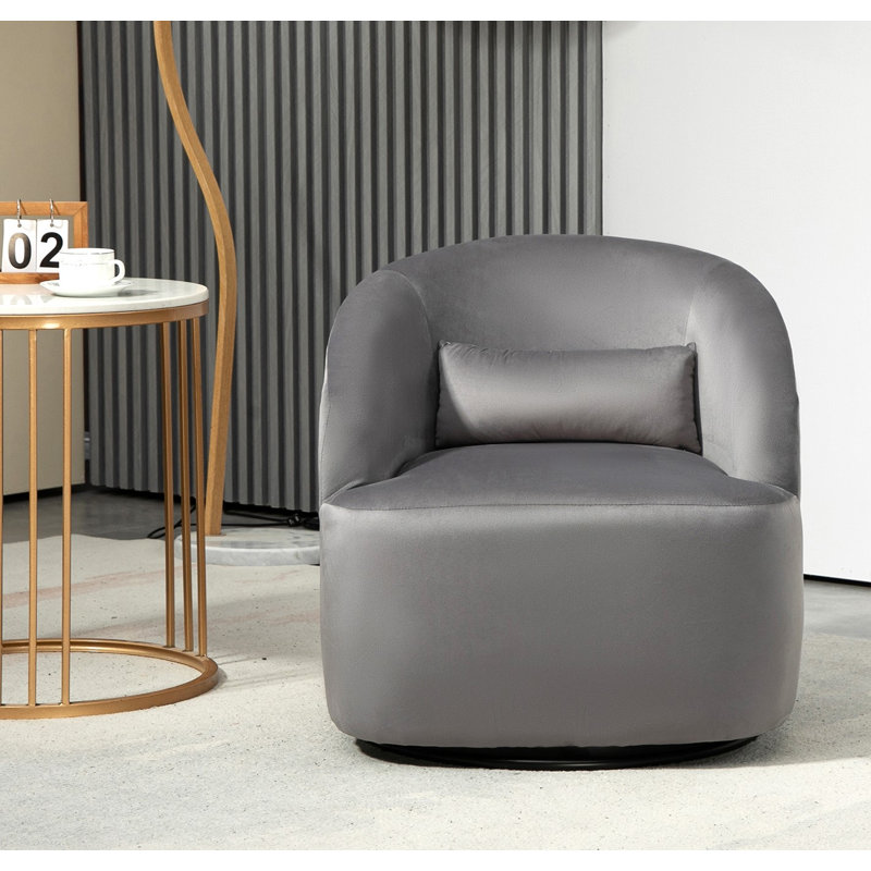 Fauteuil pivotant à 360 degrés Barrel Design, Velours gris