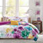 Doux lit double / grand avec motif floral bleu, ensemble d'édredon imprimé