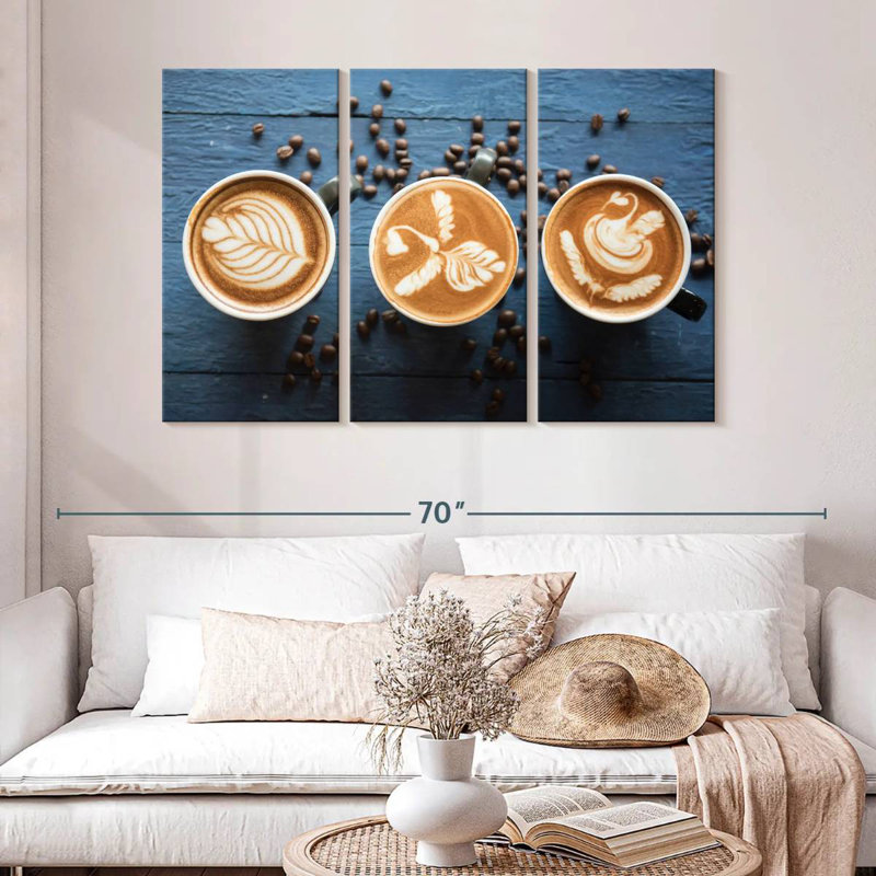 Café au lait Yarlin et grains de café, H 32 po x l 50 po