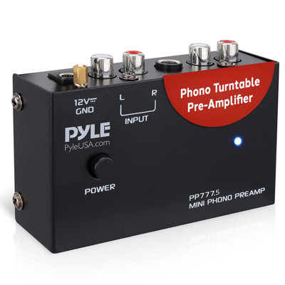 Pyle Phono Turntable Preamp - Mini Audio Stereo Phonograph Preamplifier With RCA Inputs & Outputs, Low Noise Operation, 12V DC Adapter Powered, Compatible With Turntables, Receivers, Speakers & More