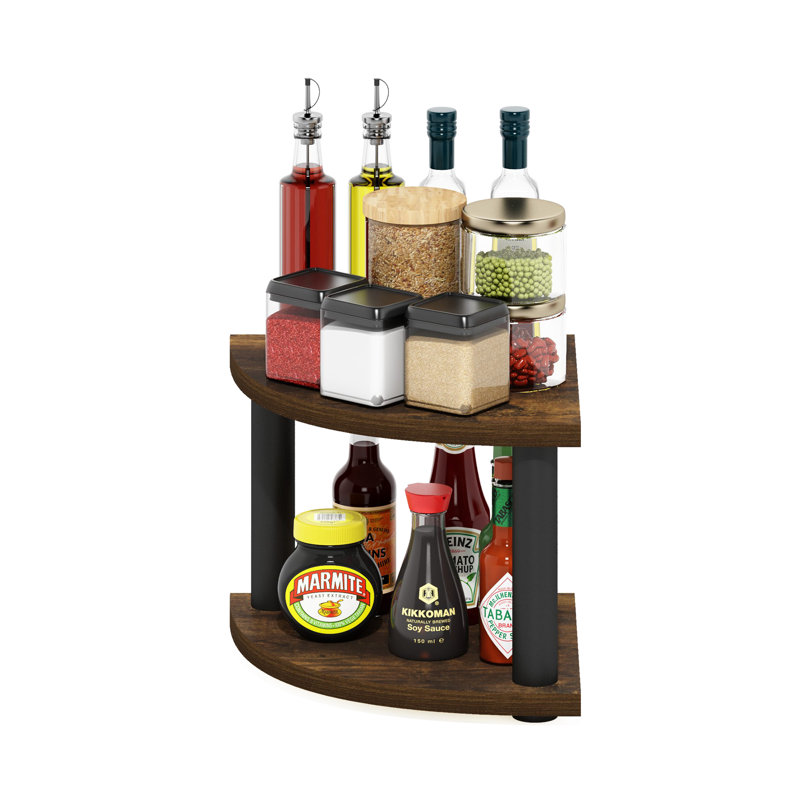 Creekside 2-Tier Corner Countertop Organizer Shelf, Amber Pine/Black