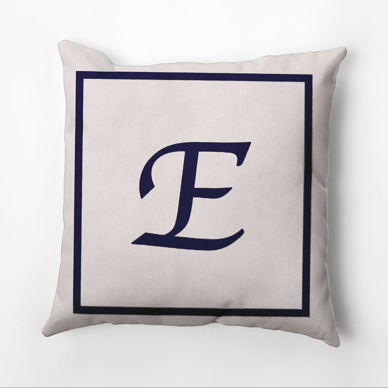 Reversible Throw Pillow, 20"x20", Navy Blue/White, E
