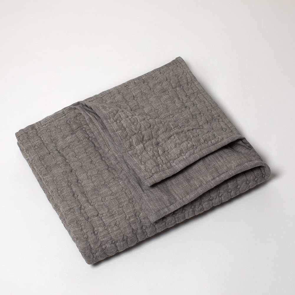 Bahari Linen Quilt Set, King Quilt , Gray Chambray