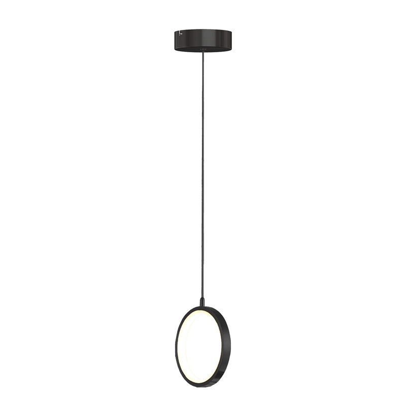 Luminaire suspendu géométrique à 1 lumière Lauri, H 7,5 po x l 7,5 po x P 0,8 po, Noir mat