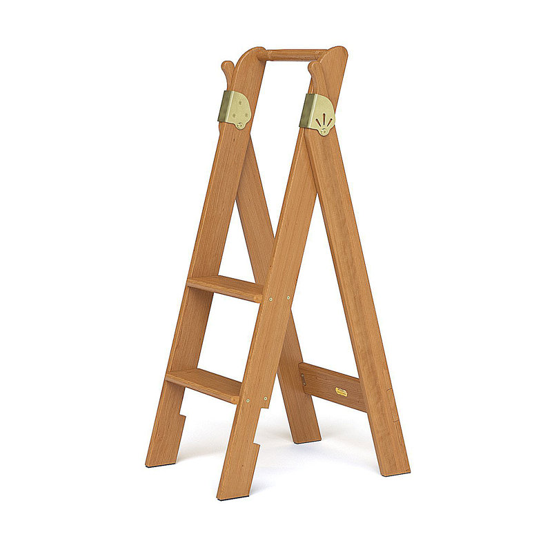 Escabeau en bois à 2 marches 43-1 / 2 "avec capacité de charge de 250 lb., Cerise / laiton satiné
