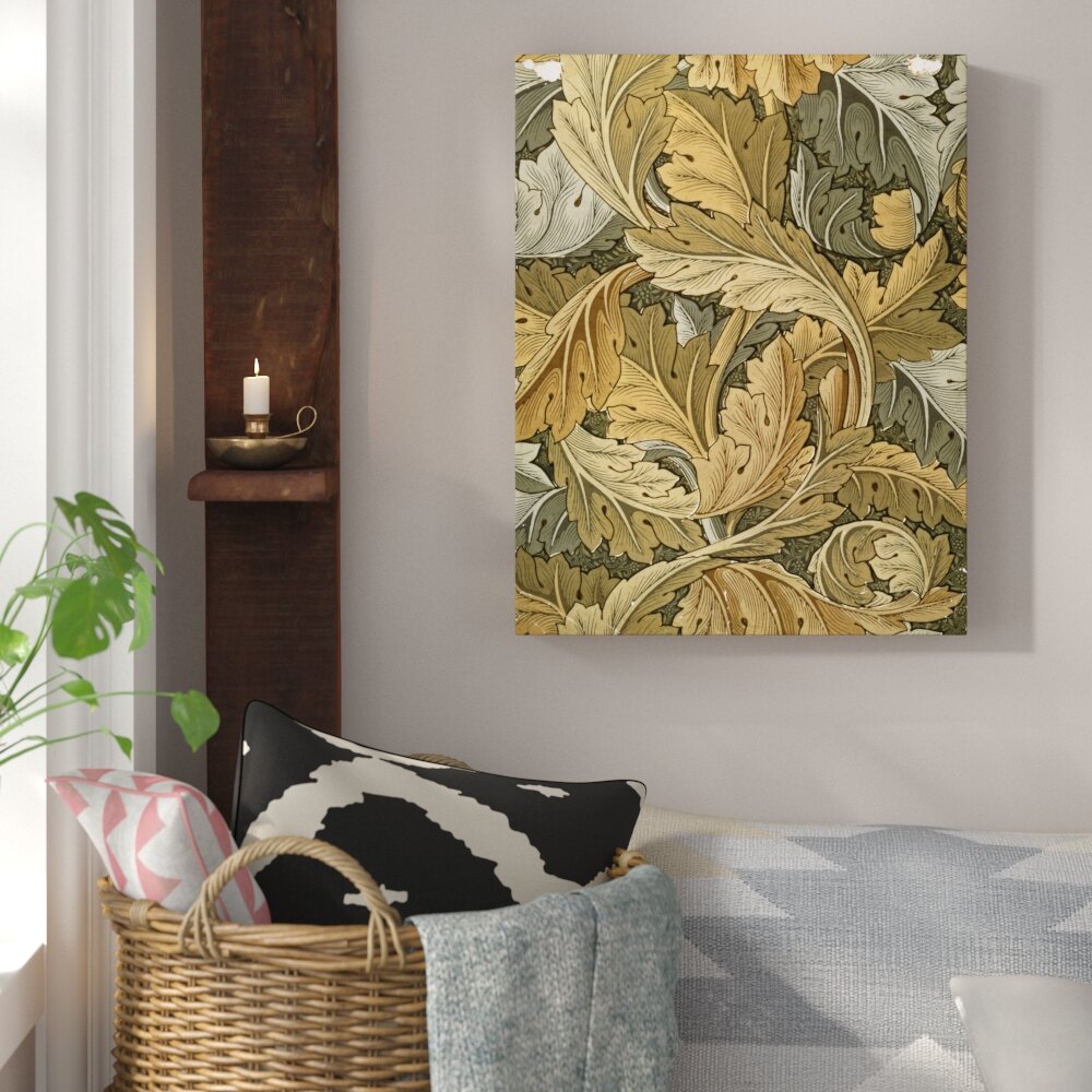 Bungalow Rose Acanthus Wallpaper, 1875 Graphic Art on Wrapped Canvas Size: 32 H x 24 W x 2 D