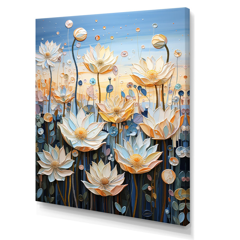 Pétales du lotus sacré IV sur toile, Toile tendue, H 20 po x l 12 po x P 1 po