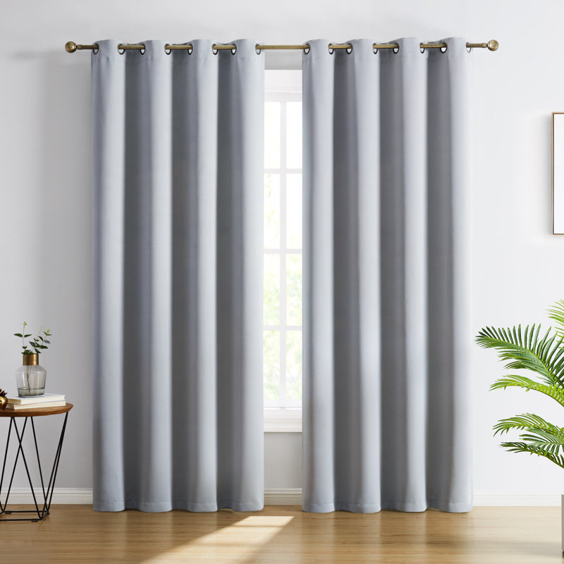 Gerlach Polyester Blackout Thermal Grommet Curtain Pair, Light Gray, 52" W x 108" L