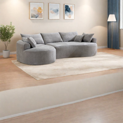 Modern Grey Chenille Sofa, Large Comfortable Design For Home