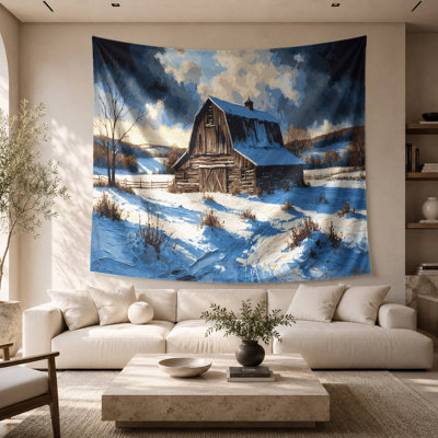 Tapisserie murale de Noël enneigée