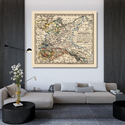 Astoria Grand Stieler Gallery Wrapped Canvas Art Titled: Europe Northern Germany - Stieler 1852 ITGE0031