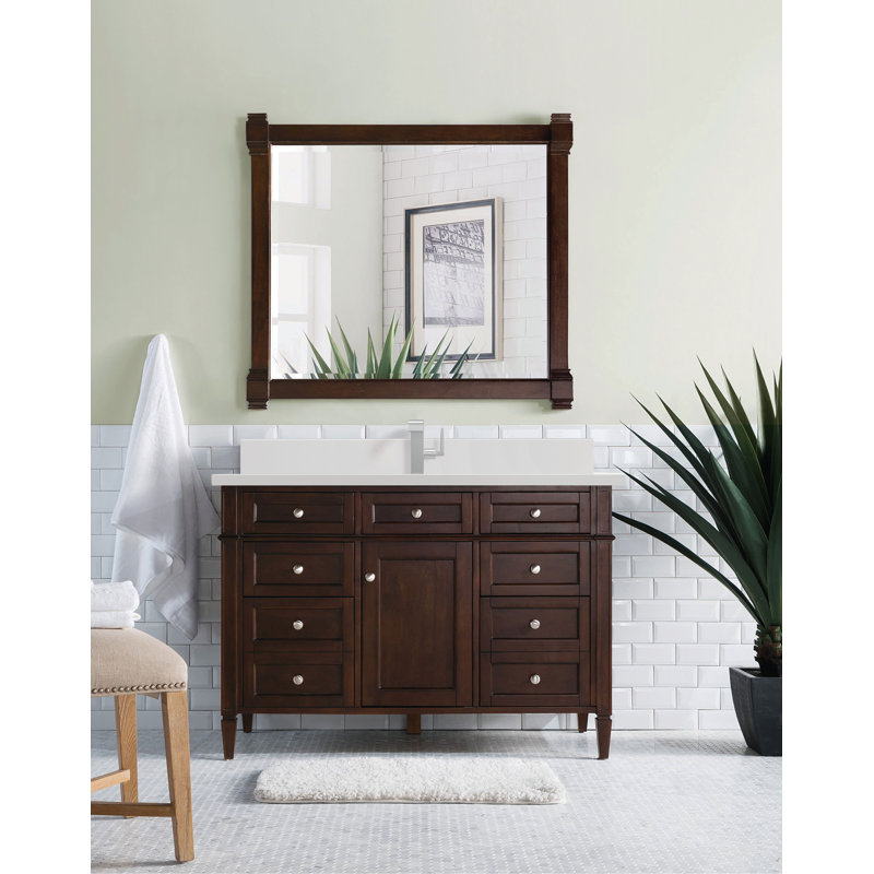 Brittany 48 in. Single Vanity, Burnished Mahogany, White Zeus, Single-Hole