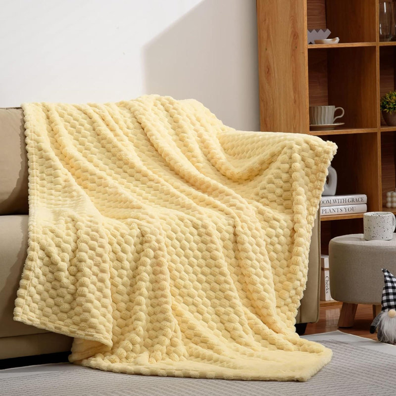 Knitted Throw Blanket, Yellow