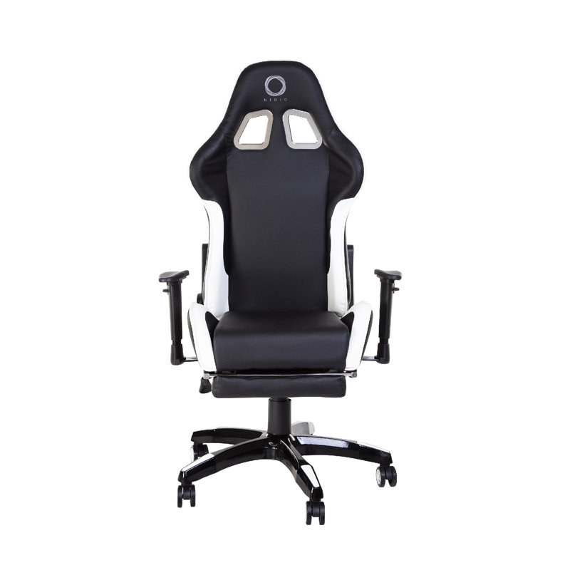 Nibio Adjustable Reclining Ergonomic Swiveling PC & Racing Game Chair with Footrest, White