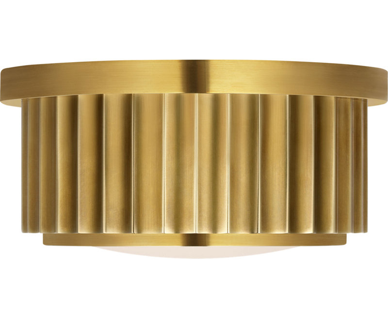 Cavill 5" Solitaire Flush Mount with Frosted Glass, Natural Brass