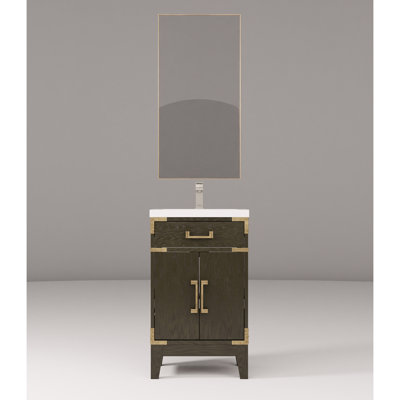 Meuble-lavabo en chêne brun avec comptoirs en acrylique poli à la main - comptoir de salle de bain Largeur compacte