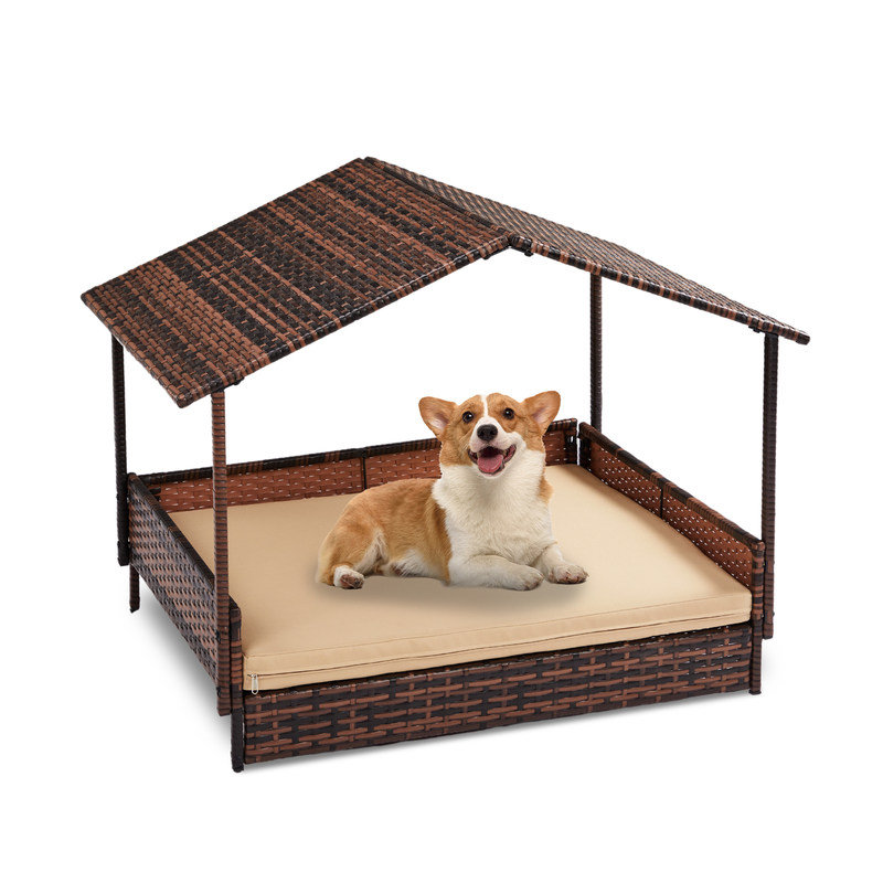 Niche pour chien en osier Gladwyn, Brun