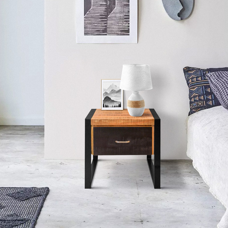 Aria-Jai Solid Wood Top End Table