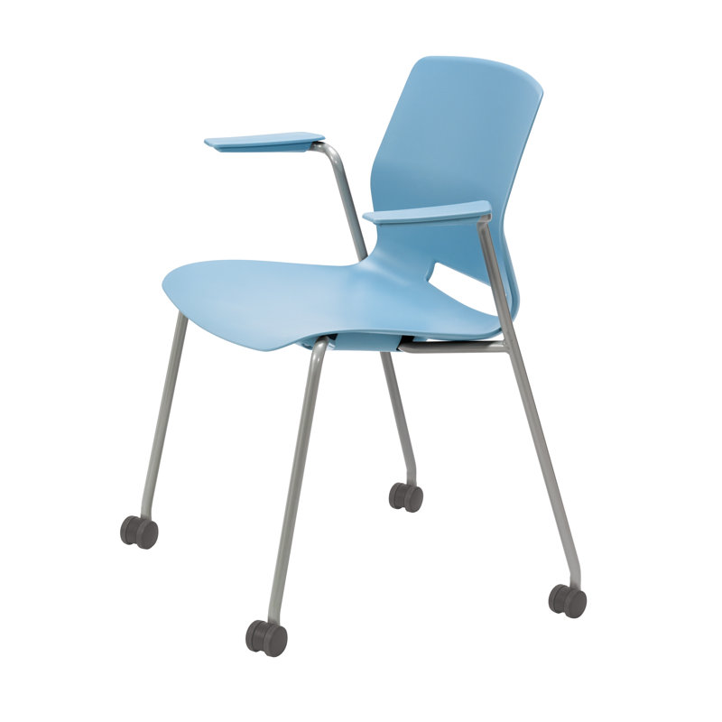 Chaise empilable Wille, Bleu ciel, Avec des roulettes