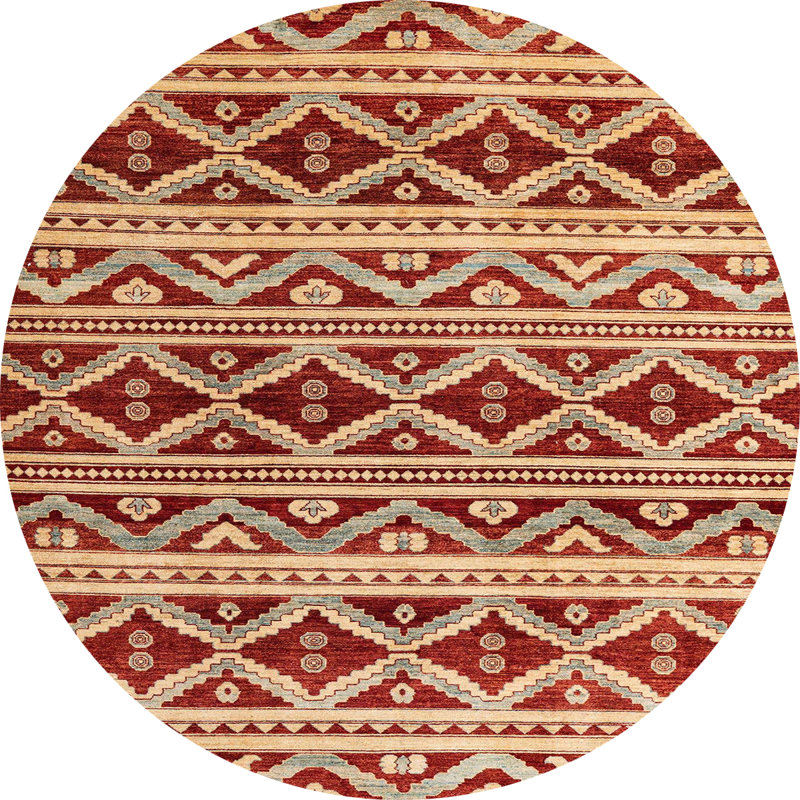 Tapis abstrait rose / blanc, Rond 5 pi