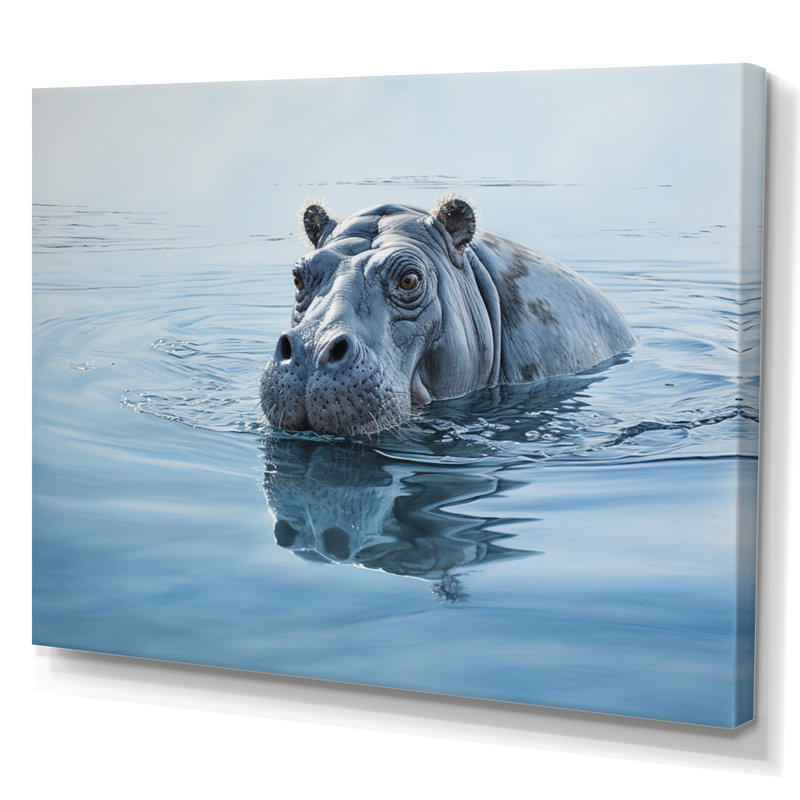 «Afrique Hippos Serenity I» sur toile, H 24 po x l 32 po x P 1 po, Toile tendue