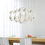 Lustre linéaire à DEL pour îlot de cuisine, table de billard, salle à manger Landeros - fini chrome avec anneaux en cristal - luminaire suspendu moderne