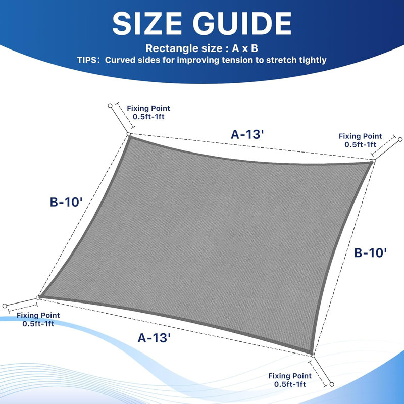 Toile d'ombrage 10 'x 13', protection UV