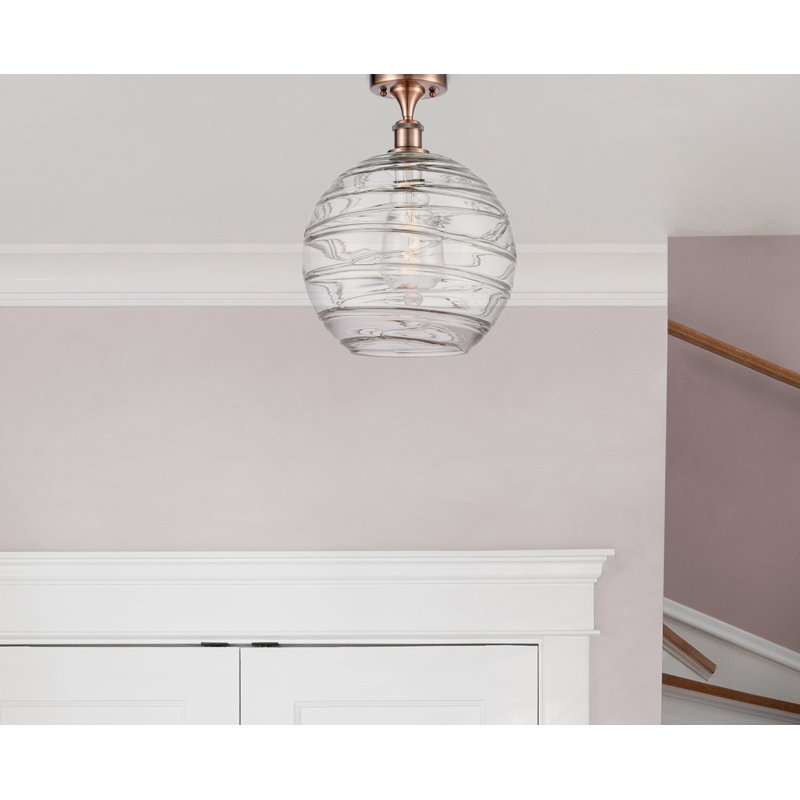 Plafonnier semi-encastré 1 lumière 8 po Anie, Cuivre antique, Ampoule DEL 6 watts Vinage, H 17 po x l 12 po x P 12 po
