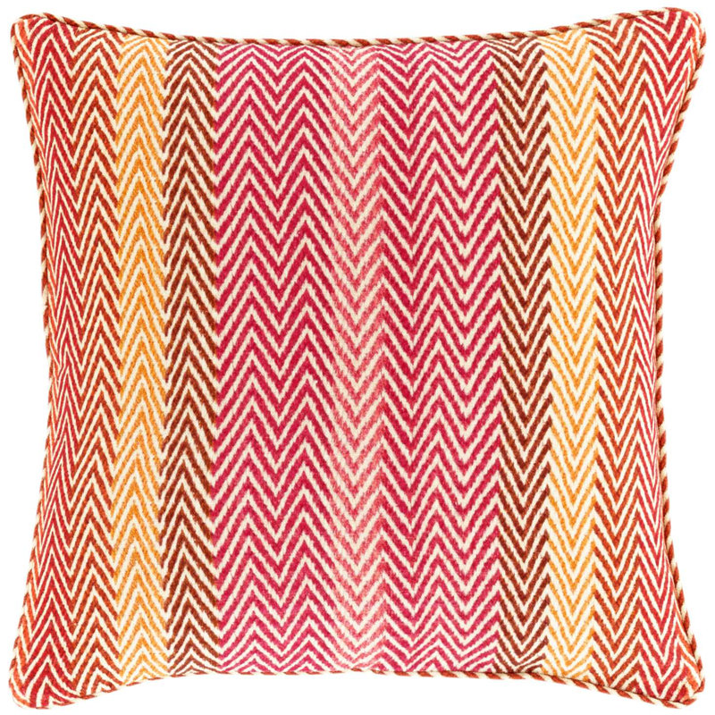 Pink and Orange Chevron Linen Euro Accent Pillow
