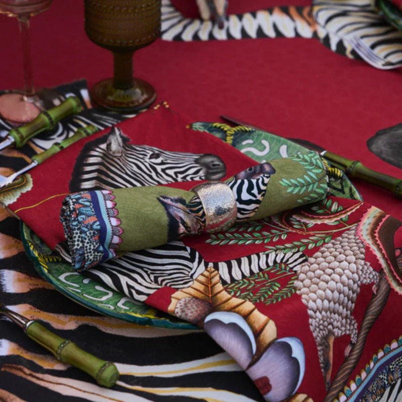 Napkins - Thanda Stripe, Royal Red